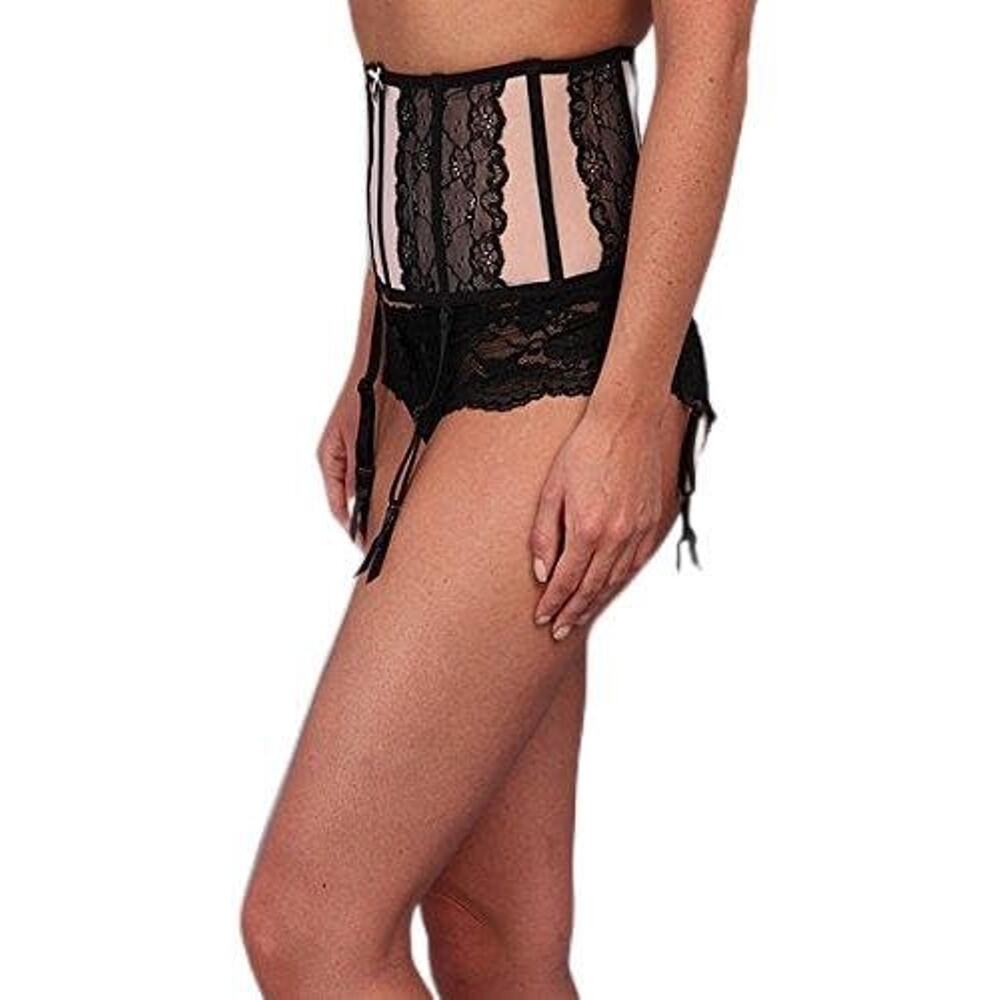 Betsey Johnson Women Waist Cincher w/ Garters Pink/Black Size S